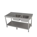 Nerezový predumývací stôl k umývačke riadu s policou | VS-3 P