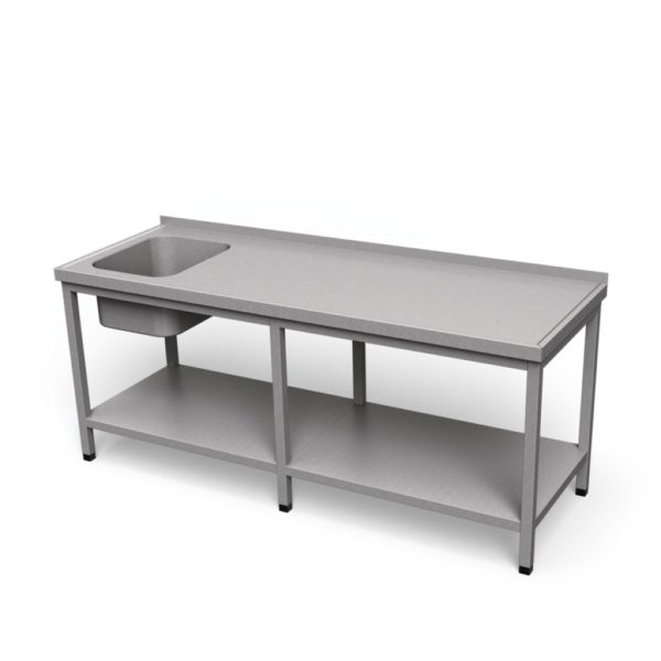Nerezový umývací stôl dlhý s policou | USVP-1