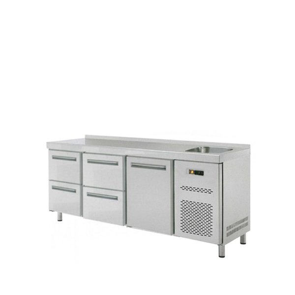 Stôl chladiaci s drezom, 1 x dvere, 4 x zásuvka | RT-3D-1D4Z-S