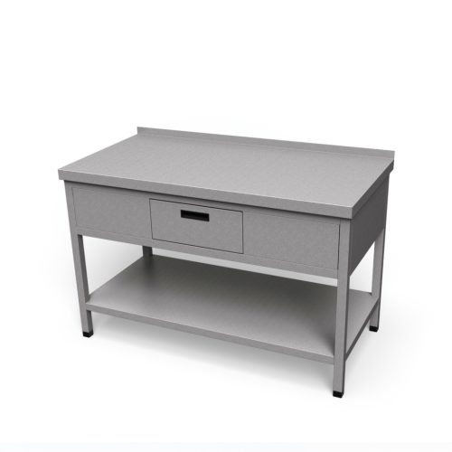 Nerezový pracovný stôl so zásuvkou a policou | ZSP-1