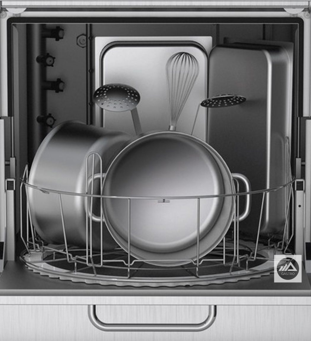 Umývačka čierneho riadu a GN bez nutnosti predumývania GRANULDISK | Smart - otvorená, detail