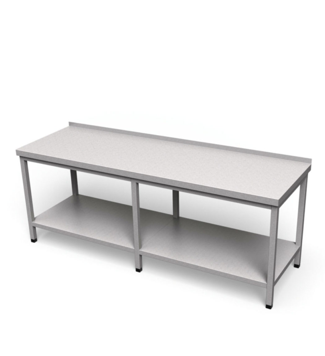 Nerezový pracovný stôl s policou dlhý | SJV-2