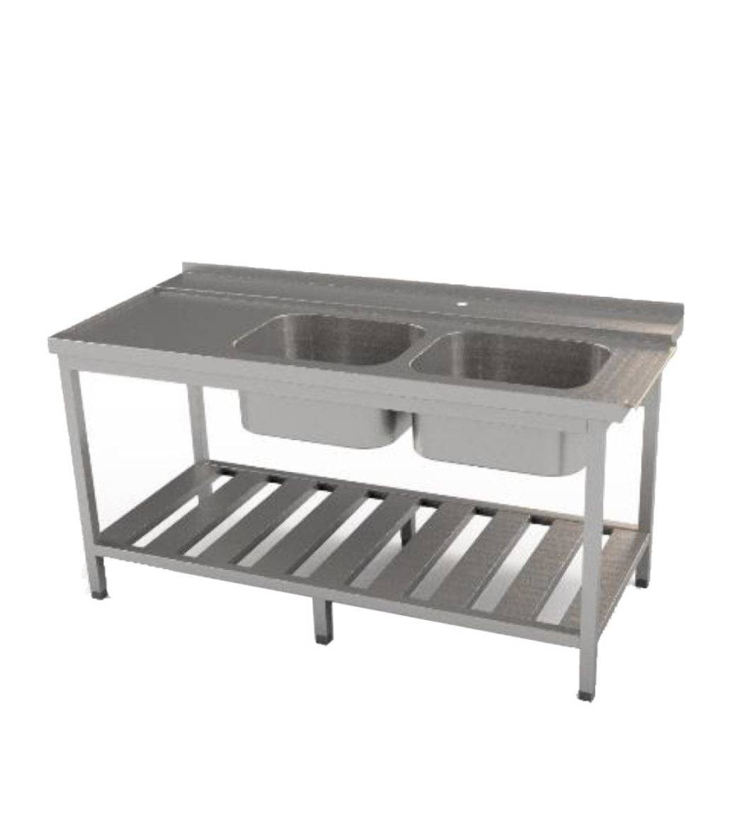 Nerezový predumývací stôl k umývačke riadu s roštovou policou | VS-3 R