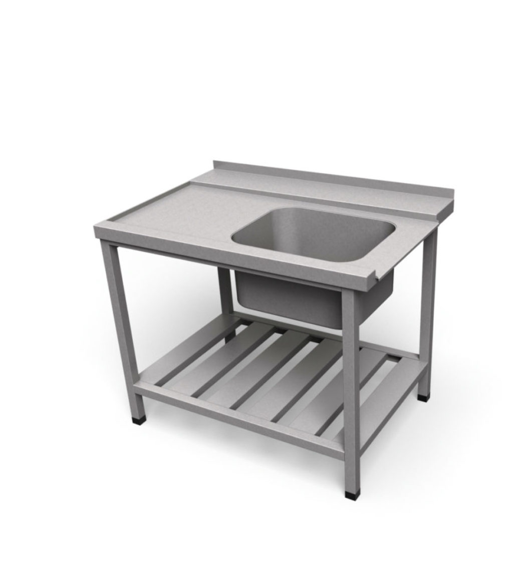 Nerezový predumývací stôl k umývačke riadu s roštovou policou | VS-1 R