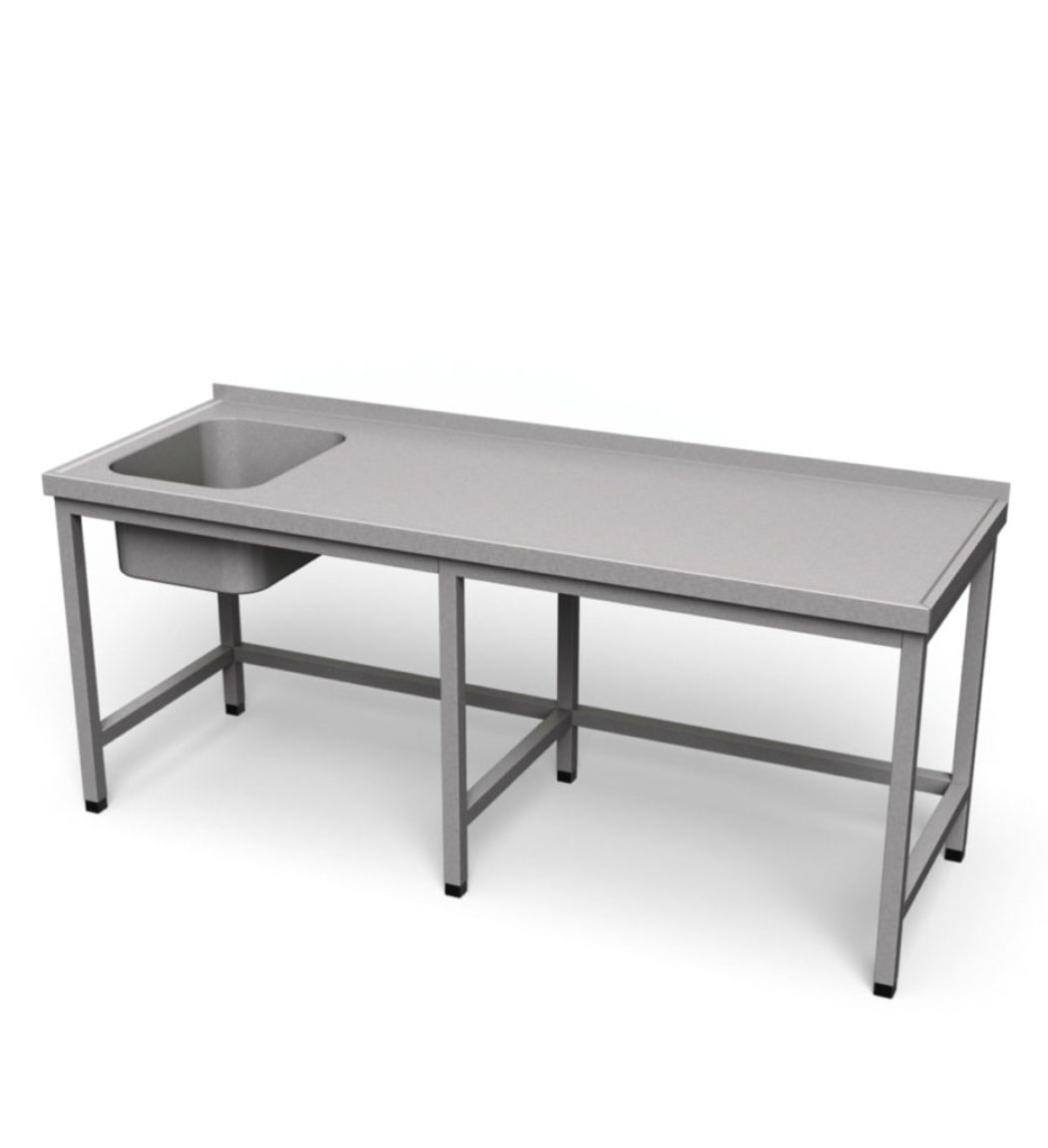Nerezový umývací stôl dlhý bez police | USV-1