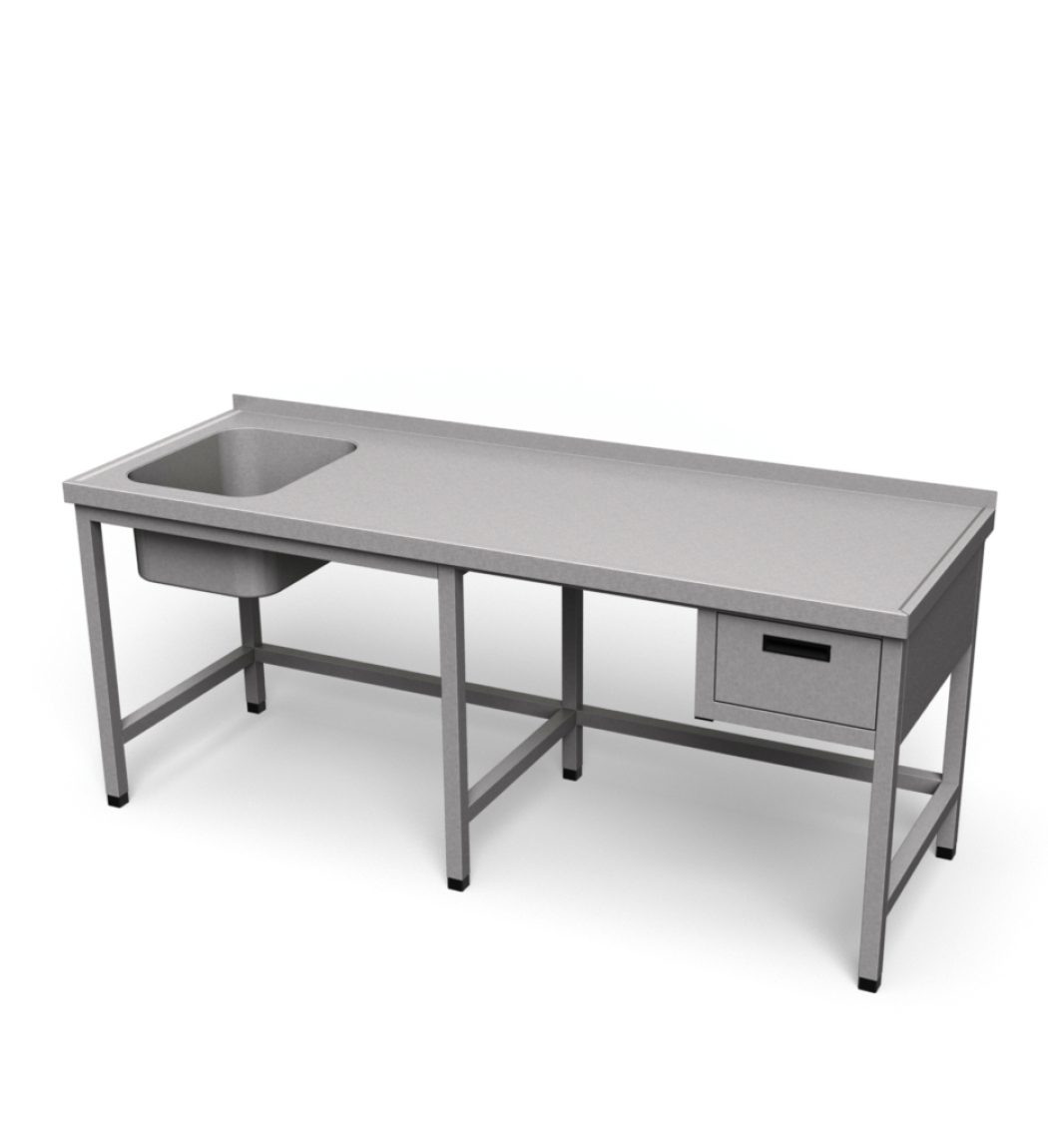 Nerezový umývací stôl so zásuvkou | USV-1 Z